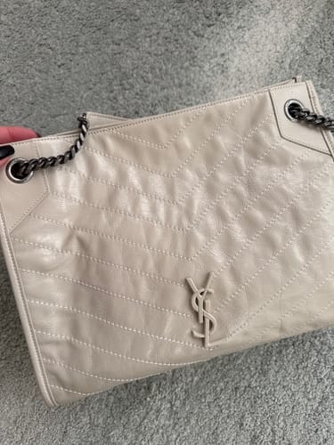 Customer photo review of NIKI SHOPPING BAG 33 IN WHITE CRUMPLED CALFSKIN