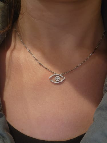 Customer photo review of LUCKY EYE PAVED NECKLACE DIAMOND