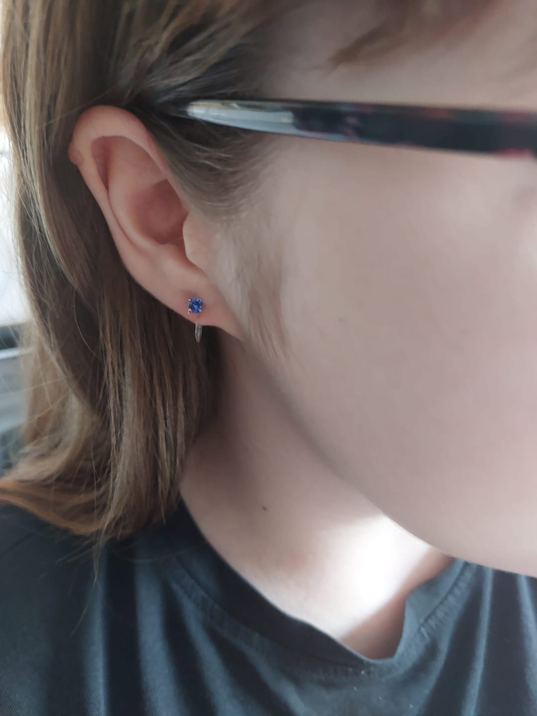 Customer photo review of Mini Stud Clip On Earrings in Silver