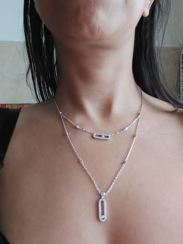 Customer photo review of MOVE 2 ROW DIAMOND NECKLACE