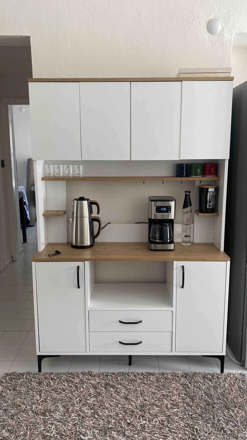 Customer photo review of Rani JE168 Çok Amaçlı Dolap 6 Kapaklı 2 Çekmeceli Kiler Mutfak Dolabı Beyaz - Sepet Ceviz