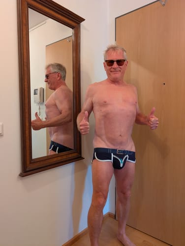 Customer photo review of Zipper Belt Printed Cotton Pouch Briefs