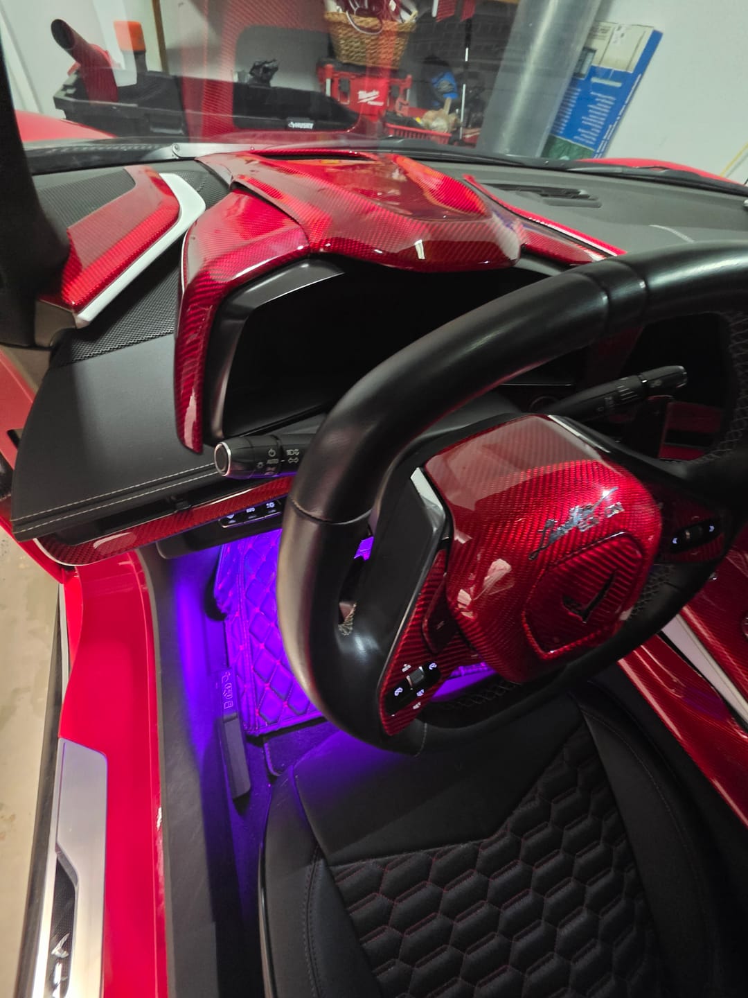 Customer photo review of C8 Corvette Upper Dashboard HUD Trim Pad Carbon Fiber Cover