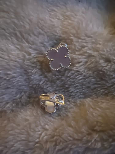 Customer photo review of VINTAGE CLOVER SILVER MOP EARRINGS
