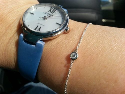 Customer photo review of DIAMOND STERLING SILVER AQUAMARINE BUBBLE BRACELET