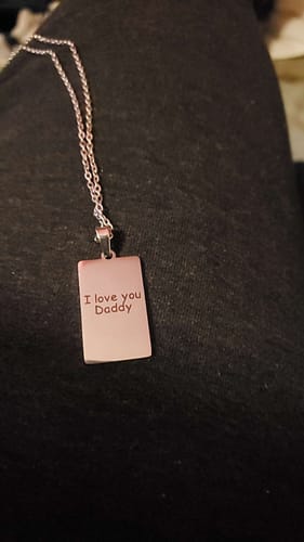 Customer photo review of Soulmate Custom Engraved Photo Tag Necklace
