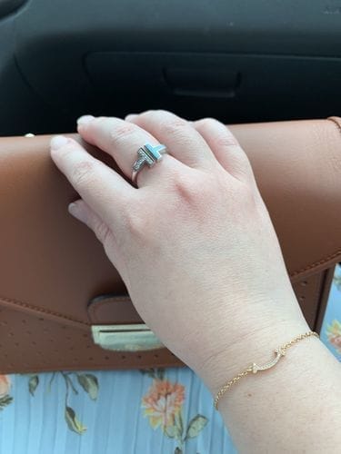 Customer photo review of T WIRE TURQUOISE DIAMOND RING SILVER