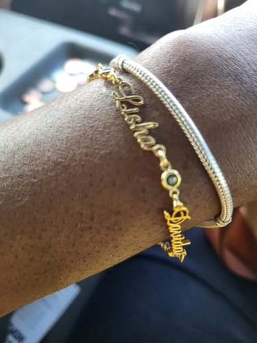 Customer photo review of Multi-Name Birthstone Bracelet