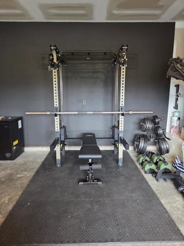 Customer photo review of Major Fitness F35 All-In-One Home Gym Wall-Mount Folding Power Rack