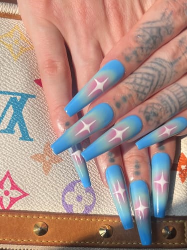 Customer photo review of Siva Nail, Starlit Haze, Aurora Ombre, Handmade Press on Nails