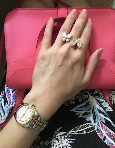 Customer photo review of TWIN BUTTERFLY DIAMOND MOP RING