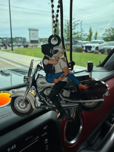 Customer photo review of Kissing Couple - Personalized Car Acrylic Ornament - For Him, For Her, Motorcycle Lovers