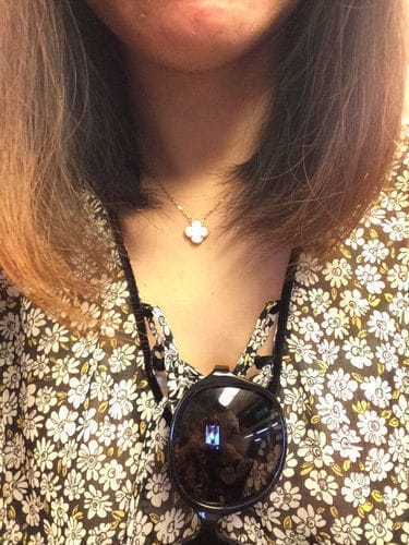Customer photo review of CLOVER PEDANT WHITE MOP NECKLACE