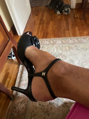 Customer photo review of cc slingbacks sandal flower 85 black calfskin