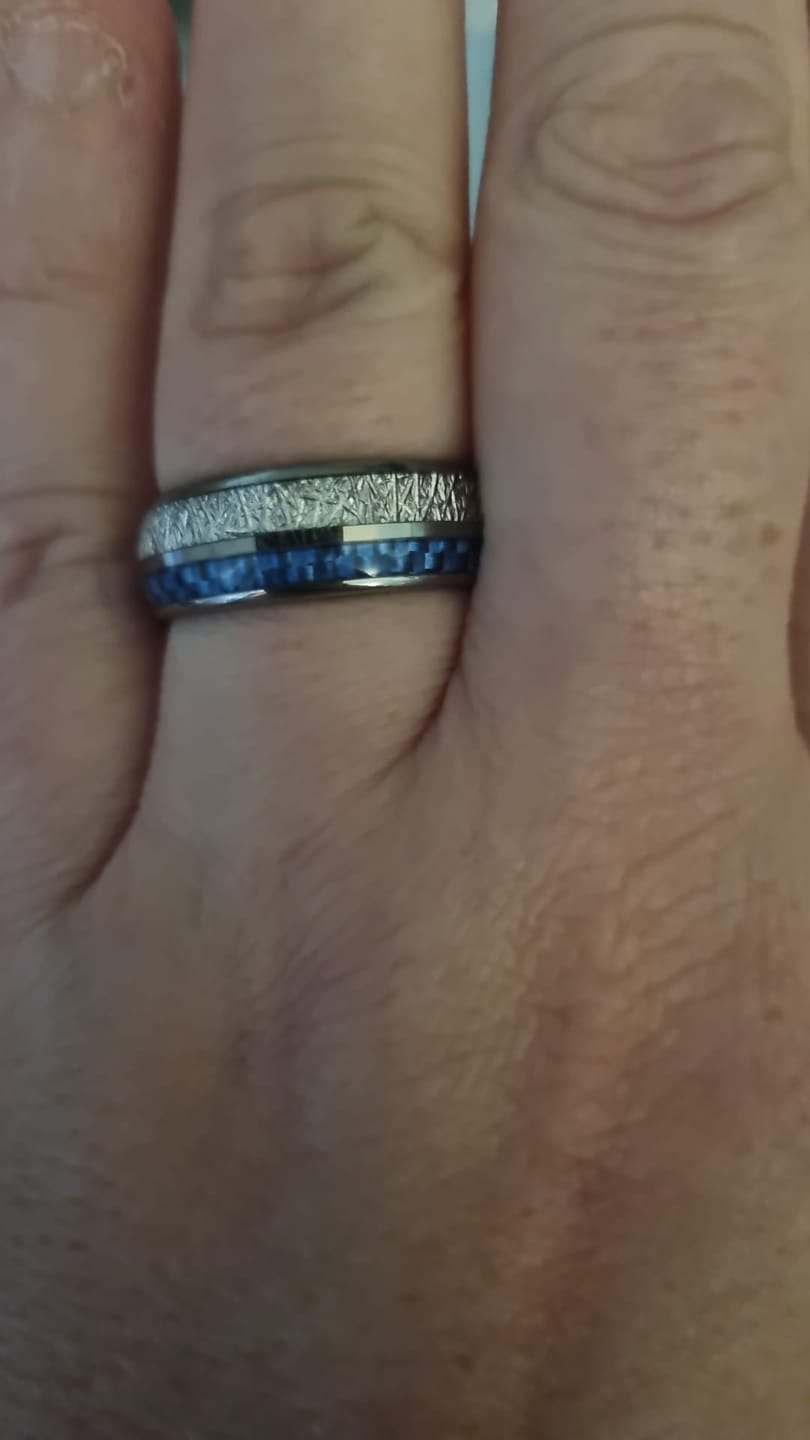Customer photo review of The Steely Blue Wonder Ring Set