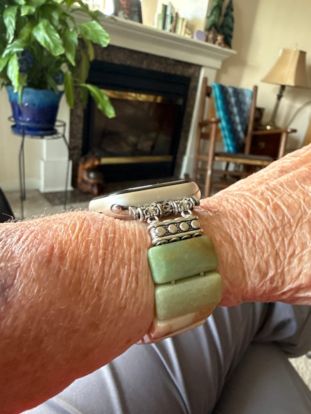 Customer photo review of Amazonite Grace Stretch Apple Watch Strap