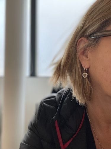 Customer photo review of HAPPY HEART SILVER EARRINGS DIAMOND