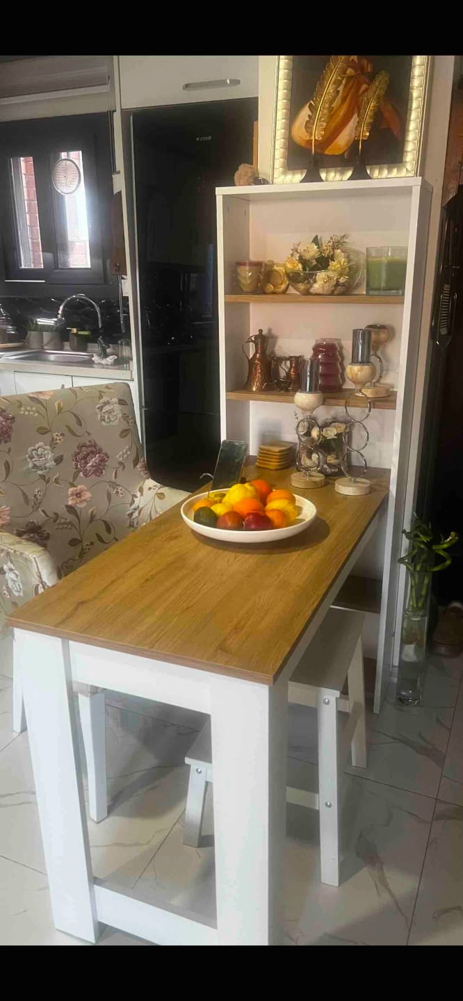 Customer photo review of Rani JA102 Masa Raflı Dekoratif Mutfak Yemek Masası Sepet Ceviz - Beyaz