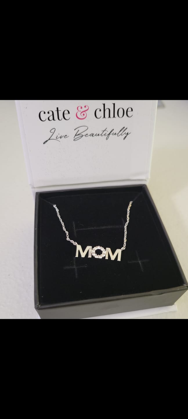 Customer photo review of Savannah 18k White Gold Plated Mom Necklace with Swarovski Crystals