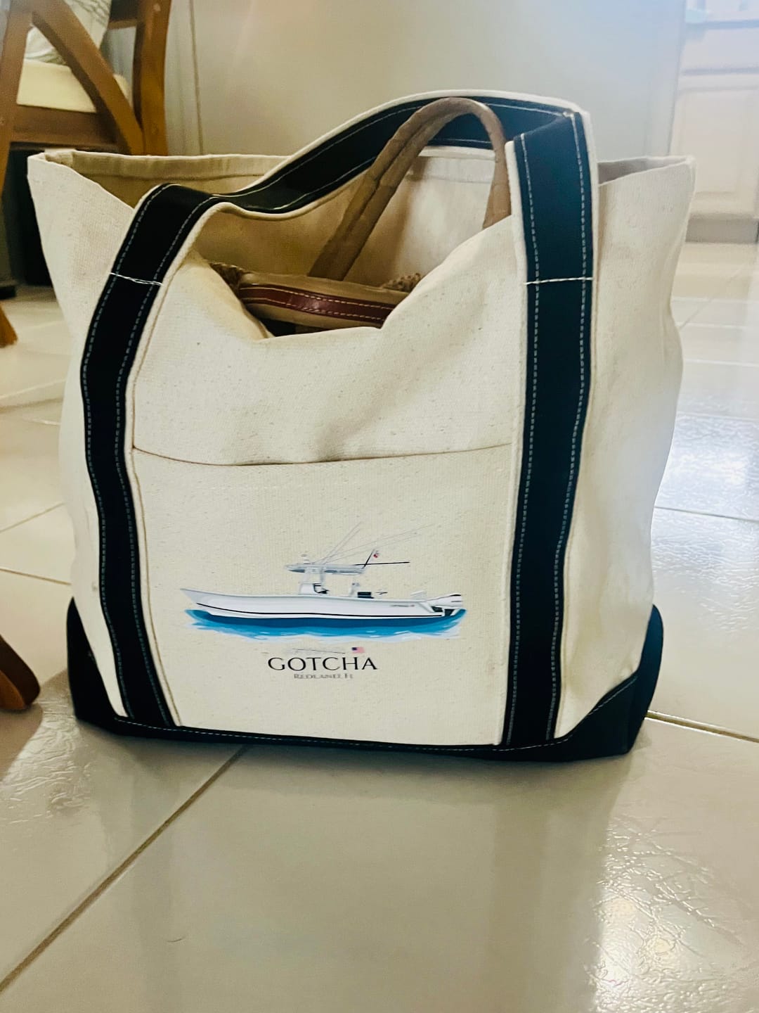 Customer photo review of Custom Boat Tote Bags