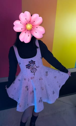 Customer photo review of Bouquet in the Mirror 镜中花 Modern Ming Neo Chinese Liling Standing Collar Top & Flared Dress Set