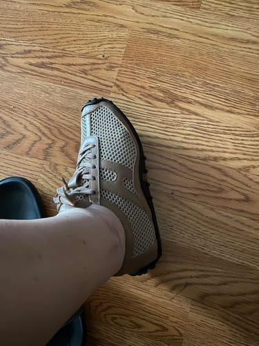 Customer photo review of HM 25C Kiga sneaker Tortilla Brown Crochet knit with Calfskin 208294