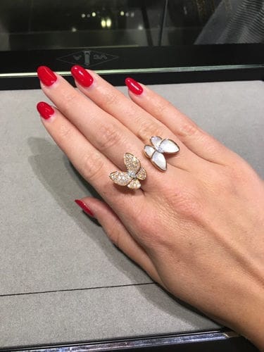 Customer photo review of TWIN BUTTERFLY DIAMOND MOP RING
