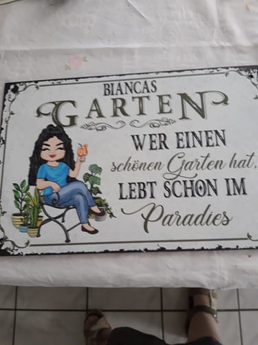 Customer photo review of Personalisiertes Gartenschild mit Namen Anpassbar