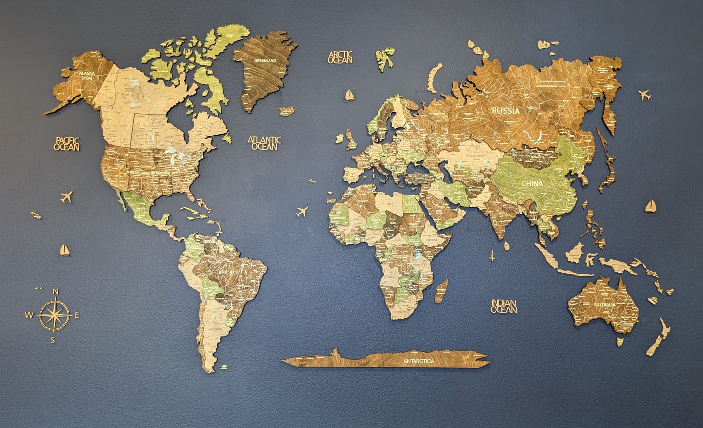 Customer photo review of Wood World Map -Rustic