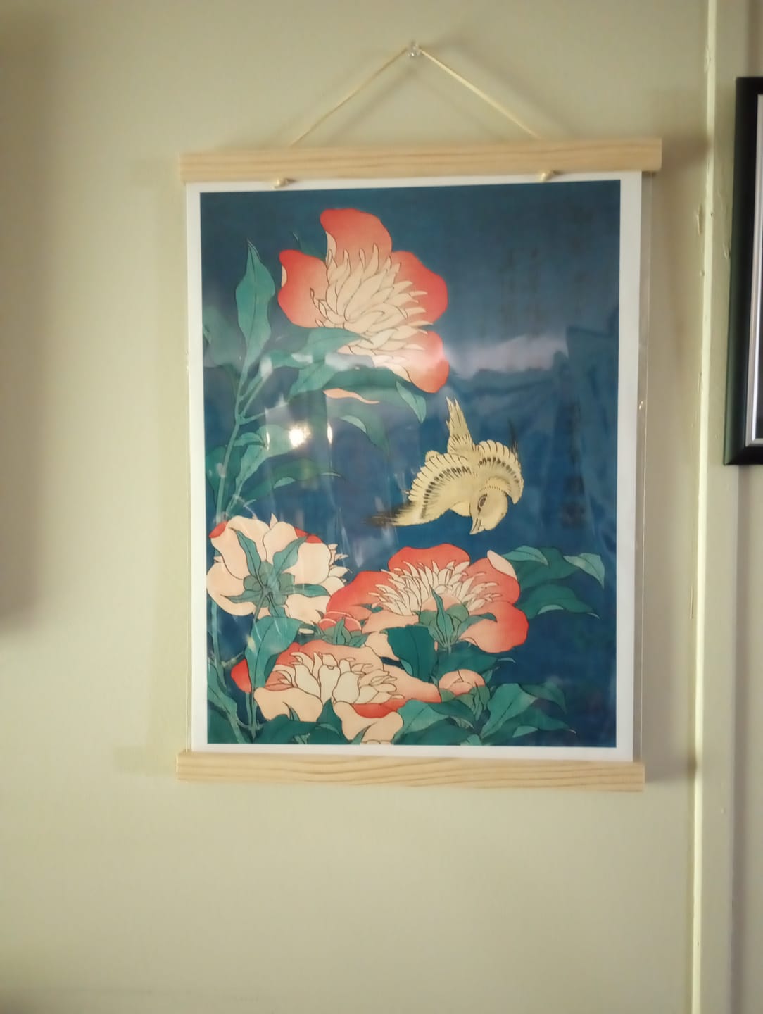 Customer photo review of Japanese Woodblock Print - Peonies & Canary