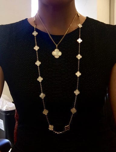 Customer photo review of CLOVER SILVER CHALCEDONY BIG CLOVER NECKLACE