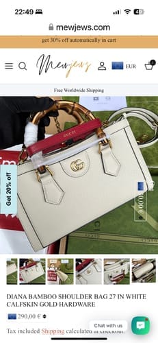 Customer photo review of DIANA BAMBOO SHOULDER BAG 27 IN WHITE CALFSKIN GOLD HARDWARE