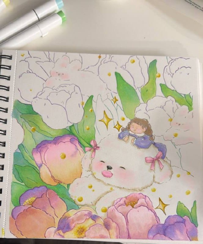 Customer photo review of Ohuhu Spiral-Bound Mix Media Pad for Multiple Techniques