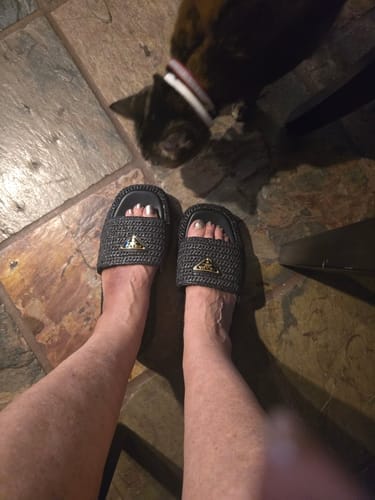 Customer photo review of Crochet Flatform Slides 40 Black