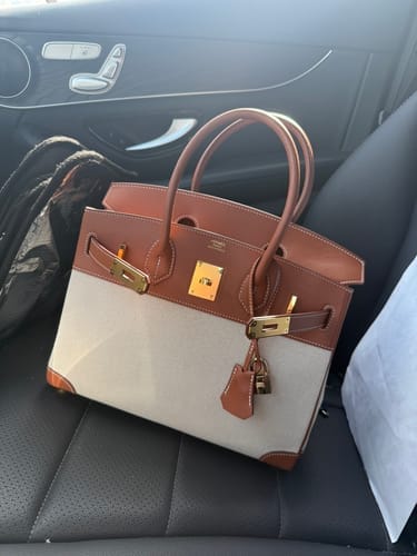 Customer photo review of HM Birkin 30 Gold Swift Leather Grey Canvas Gold Hardware