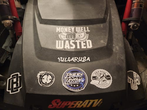 Customer photo review of MONEY WELL WASTED 2.0 DECAL
