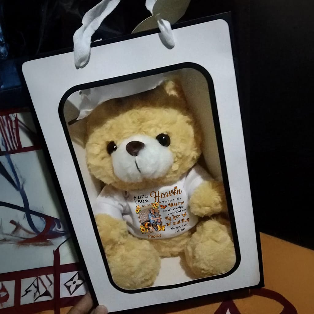 Customer photo review of Think Of This Is A Hug From Heaven - Personalized Memorial Teddy Bear