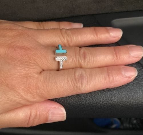 Customer photo review of T WIRE TURQUOISE DIAMOND RING SILVER