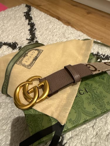 Customer photo review of GG BELT 40MM GOLD BUCKLE BEIGE CANVAS