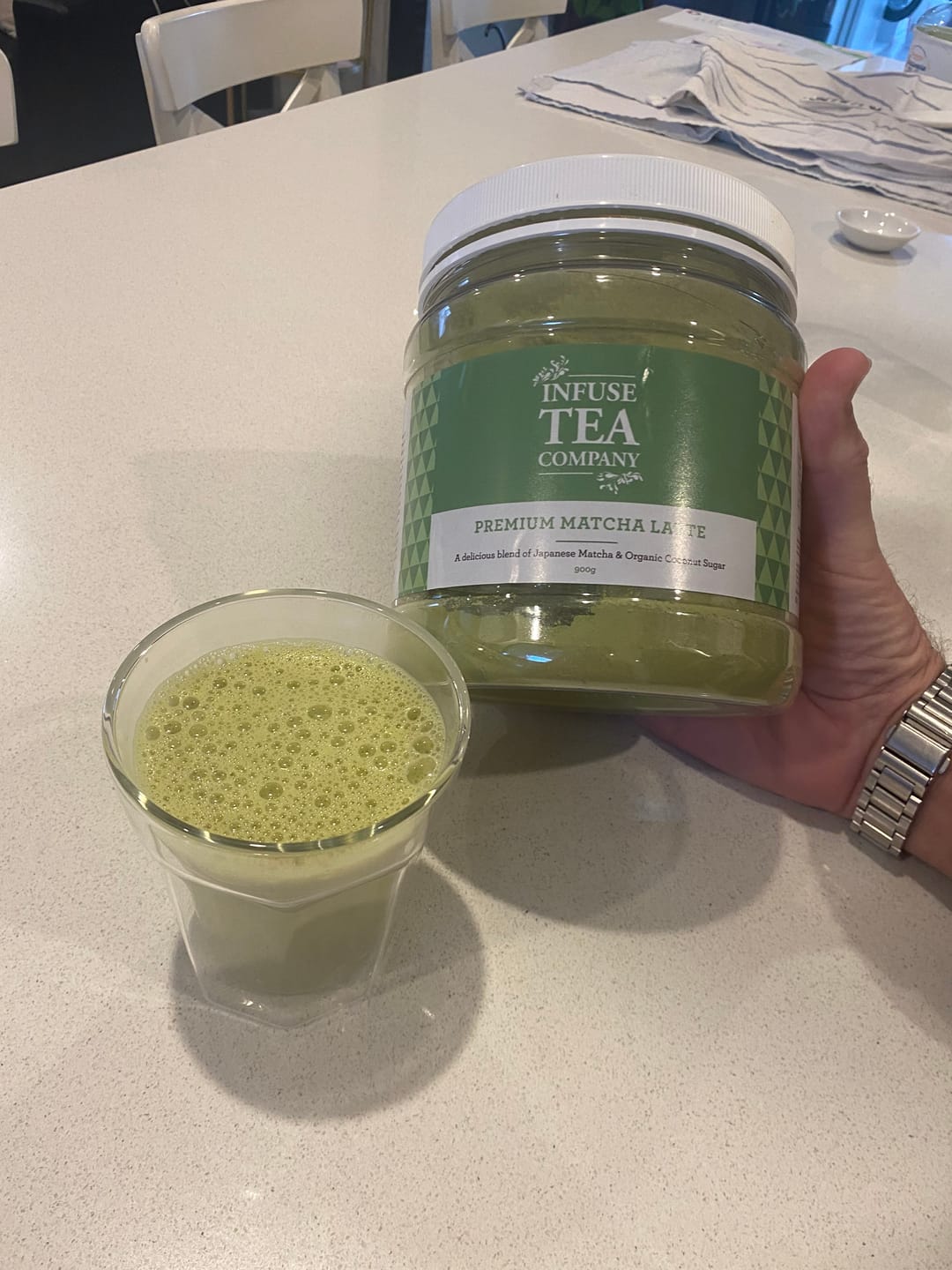 Customer photo review of Premium Matcha Latte