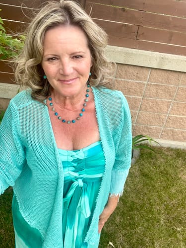 Customer photo review of Meo Linen Maui Cardigan (Jade)