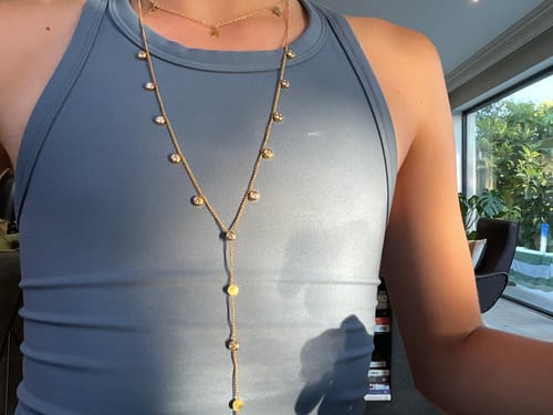 Customer photo review of India Droplet Necklace Gold & Crystal
