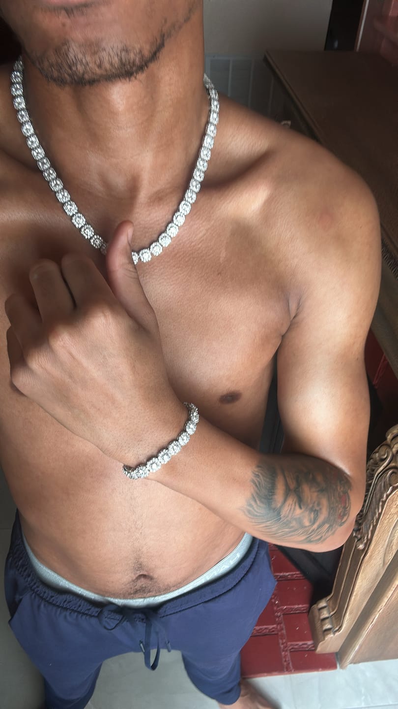 Customer photo review of 10MM CLUSTERED TENNIS CHAIN - SILVER PLATED