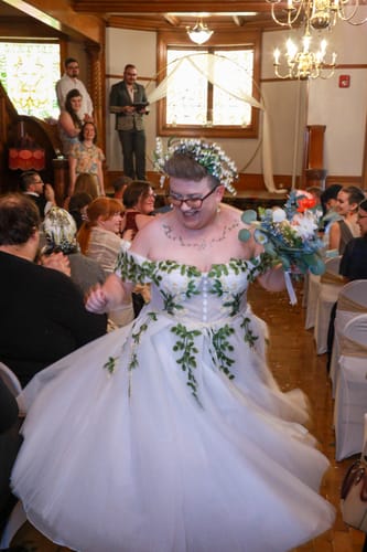 Customer photo review of Cascading Ivy Off-Shoulder Dress