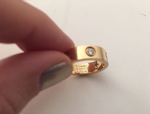 Customer photo review of LOVE RING 5.5MM 3 DIAMONDS PINK GOLD