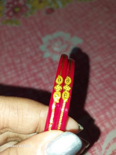 Customer photo review of “22k Hallmark Red Divya Shringar Bangle” (2 pis)