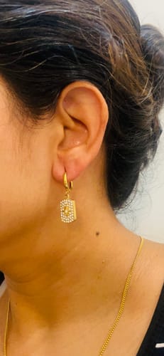 Customer photo review of Stones Sparkle Dangle Earrings