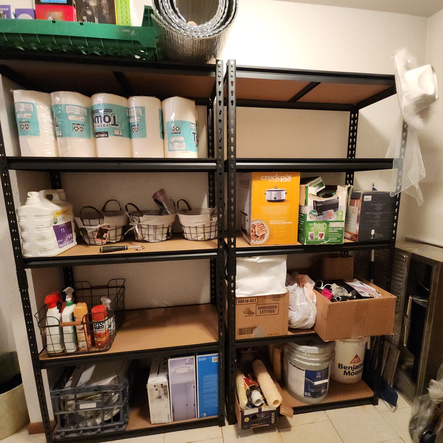 Customer photo review of Reibii 5-Tier Storage Shelving Units, 2020 lbs Adjustable Steel Garage Shelving Racks for Bedroom Kitchen Closet