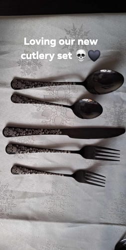 Customer photo review of Just Love Skulls Black Silverware Set