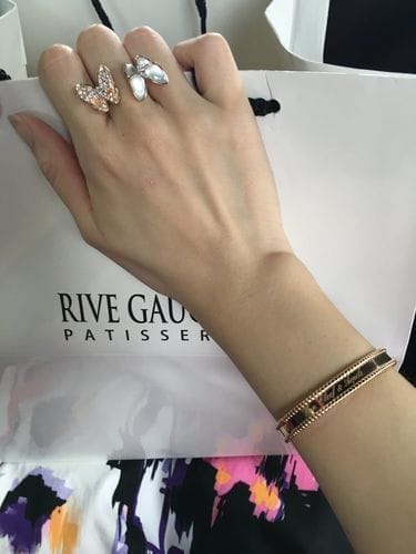 Customer photo review of TWIN BUTTERFLY DIAMOND MOP RING